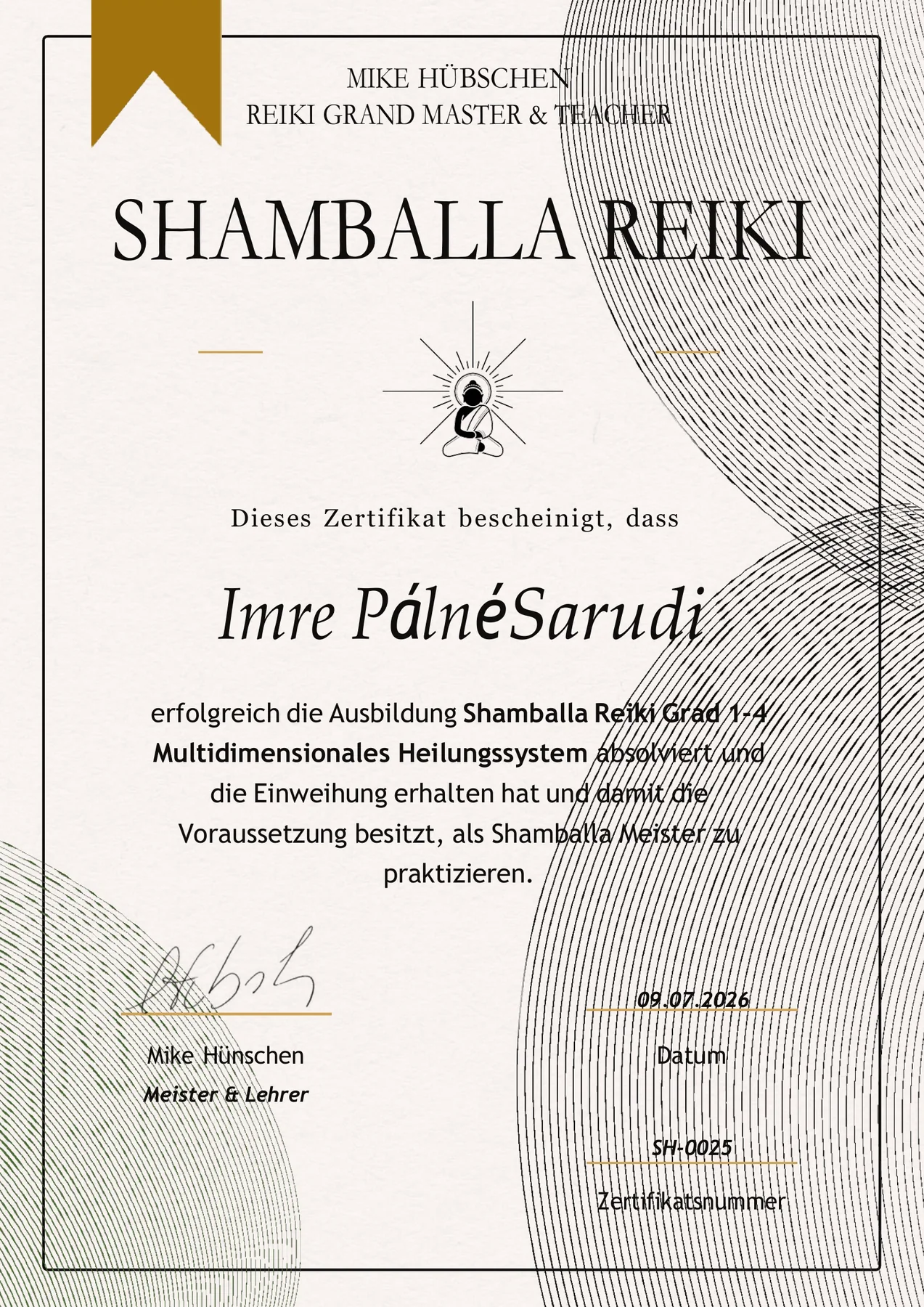Shamballa Reiki mesteri szint certifikát